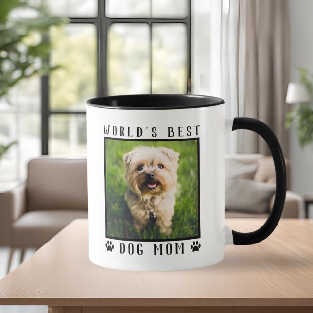 Världens bästa fotfoto för Pet-Ram i Mamma Tass av Mugg (World's Best Dog Mom Paw Prints Pet Photo Frame Mug)