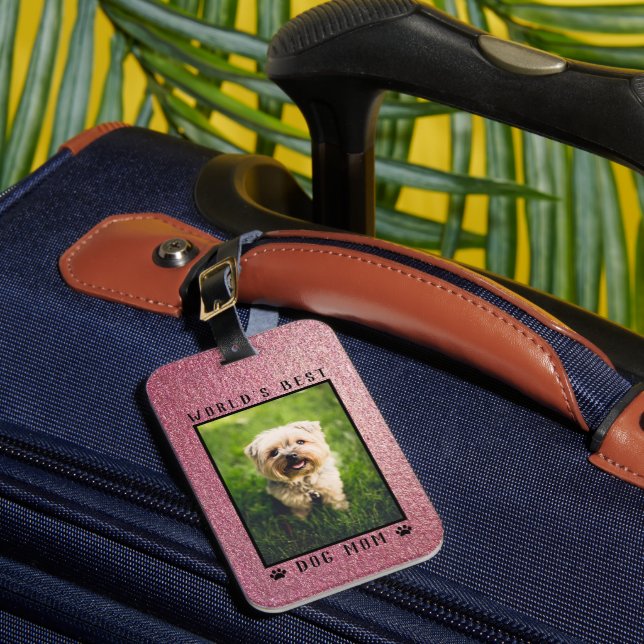 Världens bästa foto Hund Tass Ro Guld Glitter i Ma Bagagebricka (Framsida Insitu 1)