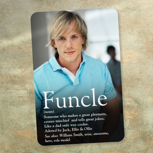 Världens Bästa Funcle Farbror Definition Foto Magnet (World's Best Funcle Uncle Definition Photo Magnet)