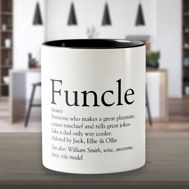 Världens Bästa Funcle Genom Tiderna, Modern Defini Två-Tonad Mugg (World's Best Ever Funcle, Uncle Modern Definition Two-Tone Coffee Mug)