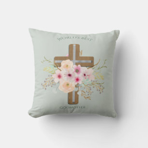 Världens bästa GODMOTHER Gift - Blommigt Kor Kudde