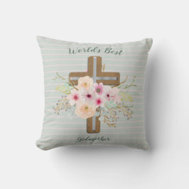 Världens bästa GODMOTHER Gift - Blommigt Kor Kudde