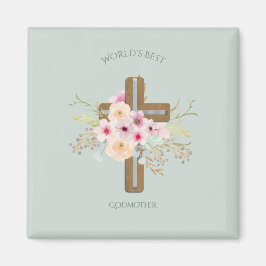 Världens bästa GODMOTHER Gift - Blommigt Kor Magnet