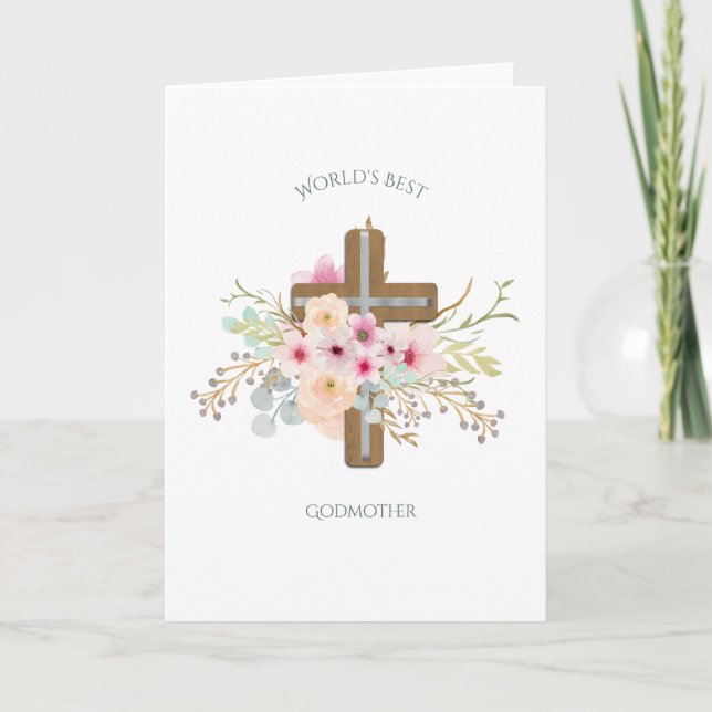 Världens bästa GODMOTHER Gift - Blommigt Kor Tack Kort (Framsida)