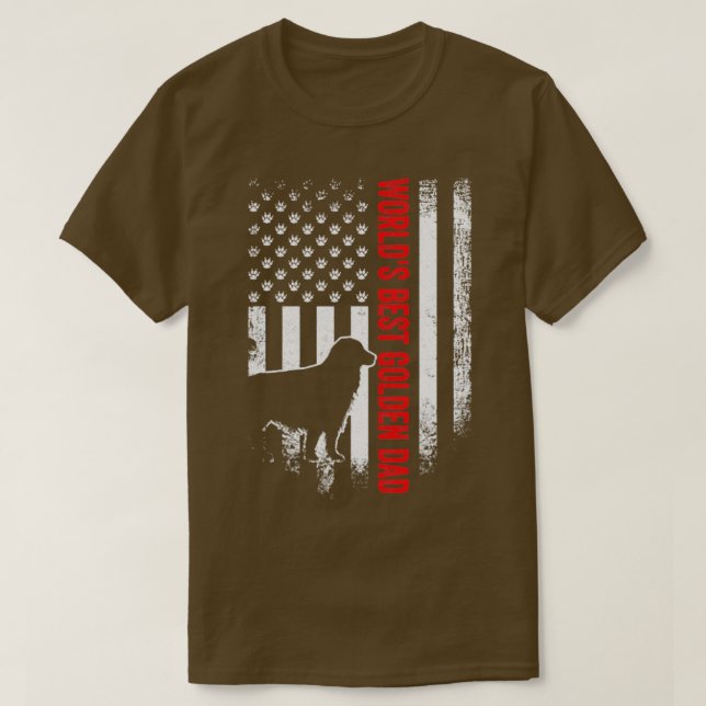 Världens bästa Golden Pappa American Flagga T Shirt (Design framsida)