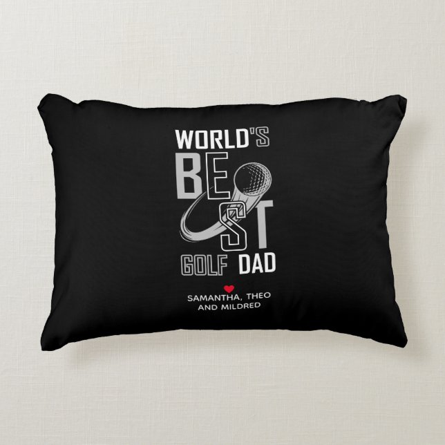 Världens bästa Golf Pappa | Svartvit Pappa Gift Prydnadskudde (Framsidan)