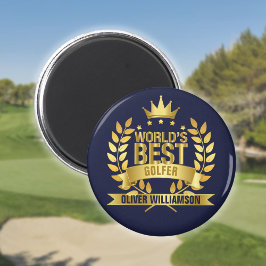 Världens bästa Golfer Navy Blue and Guld 5 Star Magnet