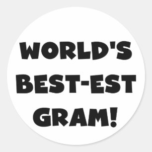 Världens bästa Gram Black Text Tshirts och GIfts Runt Klistermärke