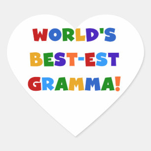 Världens bästa Gramma-Ljusa färger Hjärtformat Klistermärke