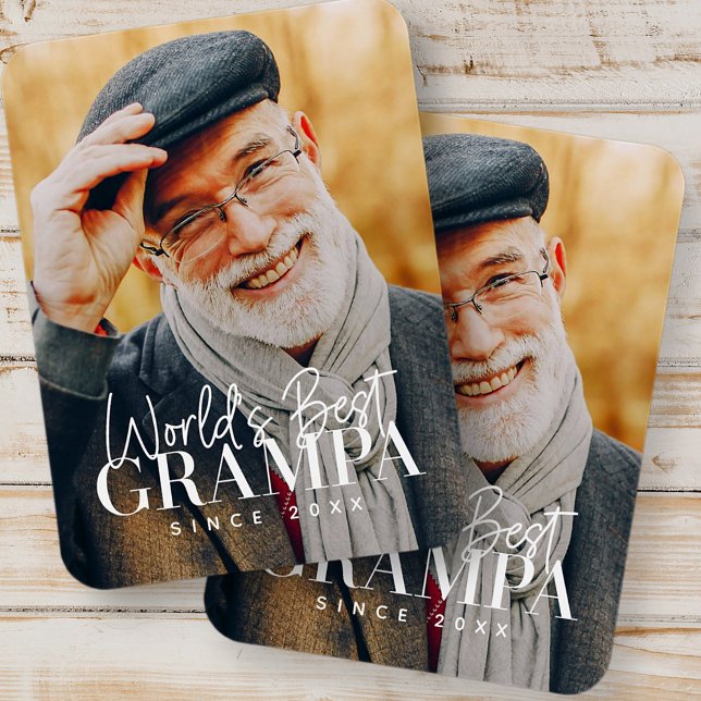 Världens bästa Grampa sedan 20XX Modern Chic Photo Magnet (Skapare uppladdad)