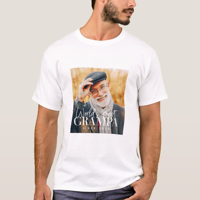 Världens bästa Grampa sedan 20XX Modern Chic Photo T Shirt (Framsida)