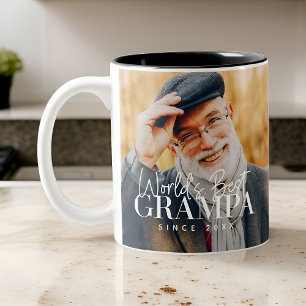 Världens bästa Grampa sedan 20XX Modern Chic Photo Två-Tonad Mugg