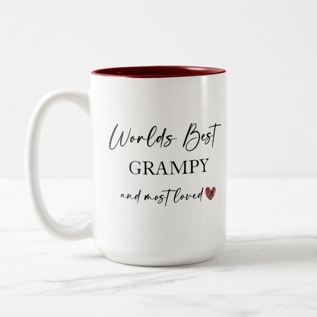 Världens bästa grampy och mest kärleksfulla fotout Två-Tonad mugg (Vänster)