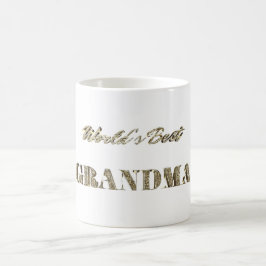 Världens bästa Grandma Guld Sparkles Typografi Kaffemugg