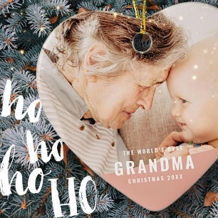 Världens bästa Grandma Modern Chic Photo Helgdag Julgransprydnad Keramik