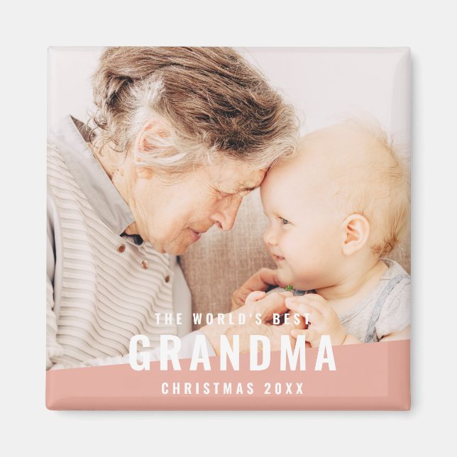 Världens bästa Grandma Modern Chic Photo Helgdag Magnet (Framsidan)