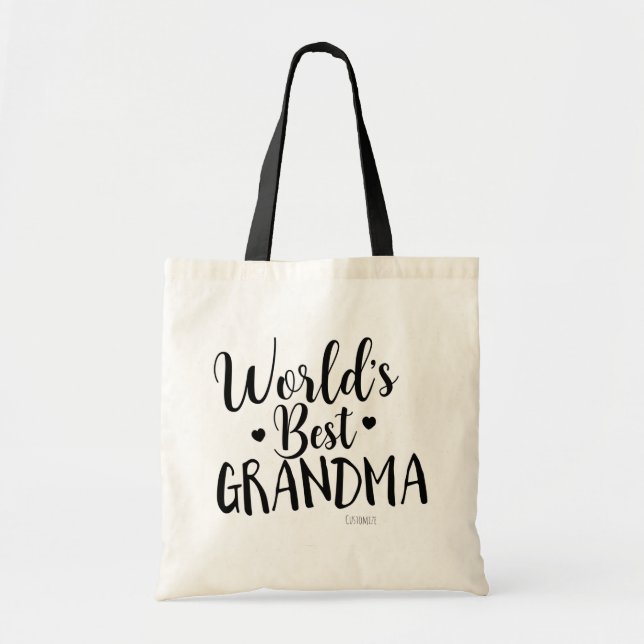 VÄRLDENS BÄSTA GRANDMA-Personlig, eget namn Tygkasse (Framsidan)