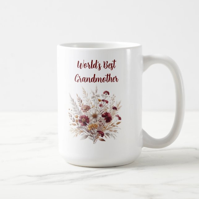 Världens bästa GRANDMODER-Personlig för Blommigt Kaffemugg (Höger)