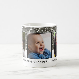 Världens bästa Grandpa 3 Photo Collage Custom Na Kaffemugg