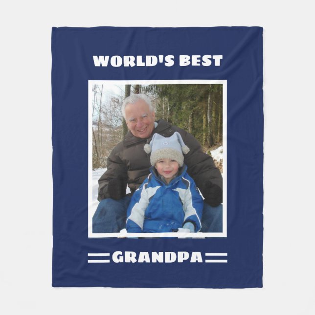 Världens bästa Grandpa Anpassningsbar Photo Person Fleecefilt (Framsidan)