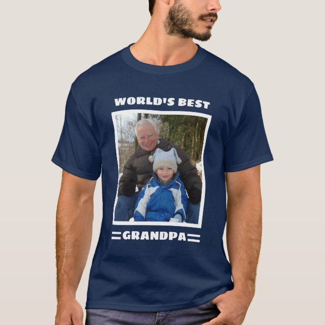 Världens bästa Grandpa Anpassningsbar Photo Person T Shirt (Framsida)