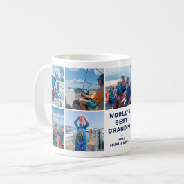 Världens bästa Grandpa Modern Navy Photo Collage Kaffemugg