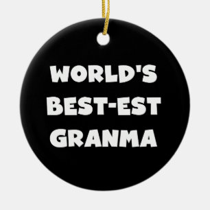 Världens bästa Granma Black and White Julgransprydnad Keramik