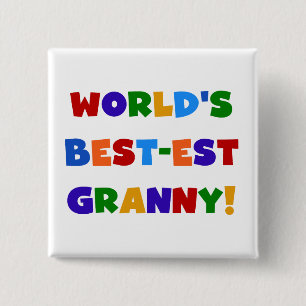 Världens bästa Granny Ljusa färger Knapp