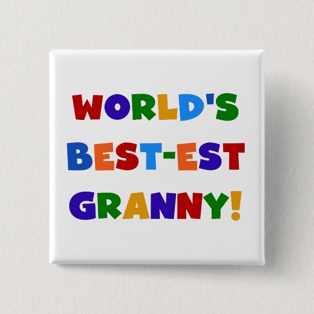 Världens bästa Granny Ljusa färger Knapp (Framsida)