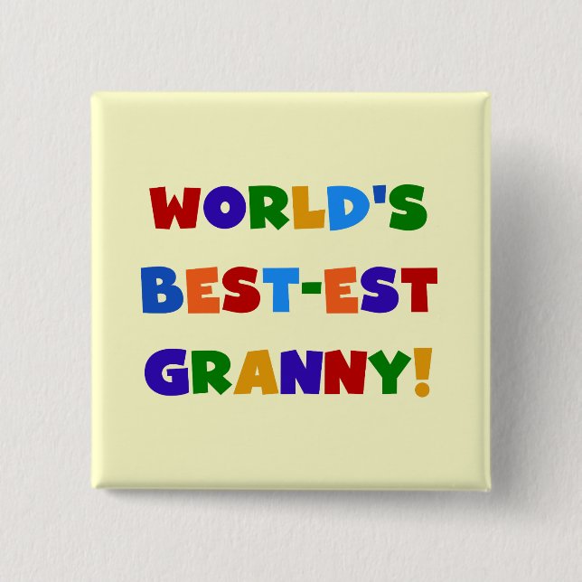 Världens bästa Granny Ljusa färger Knapp (Framsida)