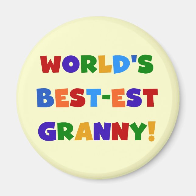 Världens bästa Granny Ljusa färger Magnet (Framsidan)