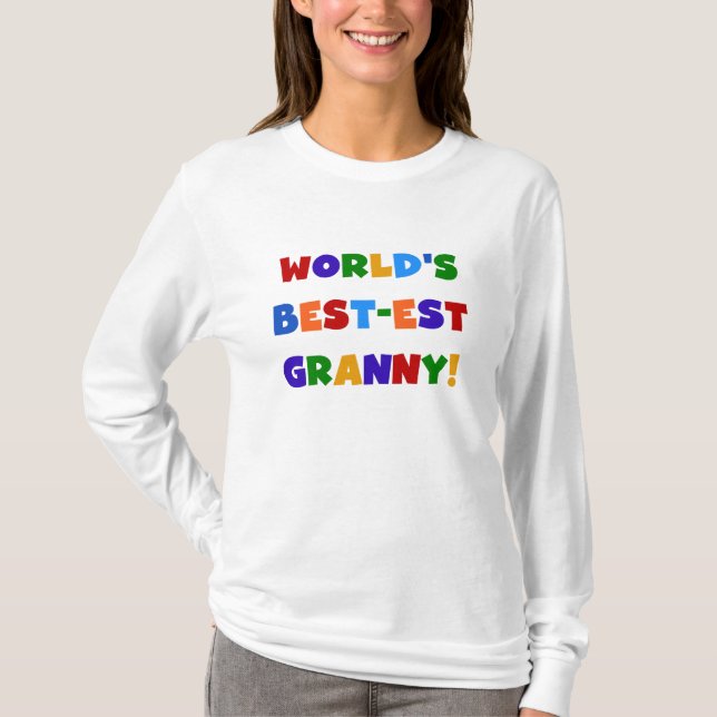 Världens bästa Granny Ljusa färger T Shirt (Framsida)