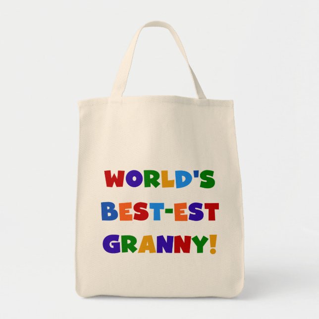 Världens bästa Granny Ljusa färger Tygkasse (Framsidan)