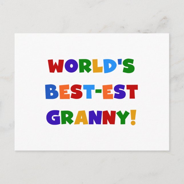 Världens bästa Granny Ljusa färger Vykort (Framsida)