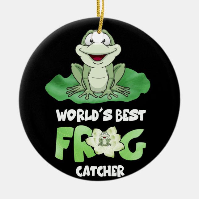 Världens bästa groda Catcher Frog Hunter Julgransprydnad Keramik (Framsidan)