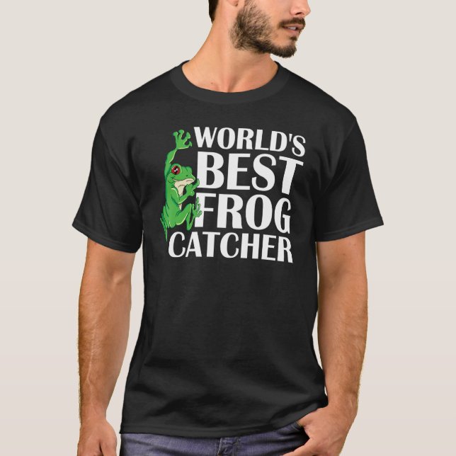 Världens bästa groda Catcher med Grönt Grog Showin T Shirt (Framsida)