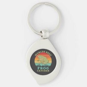 Världens bästa groda Catcher, Retro Vintage Frog Ä Swirl Silverfärgad Nyckelring
