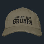 Världens bästa grumpa | Funny Grandpa-Personlig Broderad Keps<br><div class="desc">Enkel textdesign i vintagen av ett enastående smeknamn för världens bästa grumpy Grandfathers - grumpa. Anpassa texten till ditt favoritsmeknamn.</div>