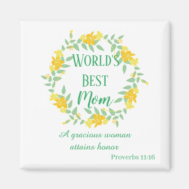 Världens bästa Gult för Blommigt och Grönt i Mamma Magnet (Framsidan)