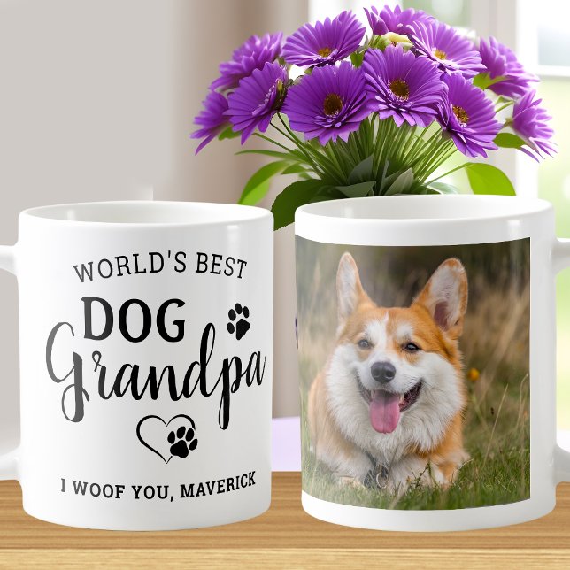 Världens bästa Hund Grandpa Personlig Pet Photo Kaffemugg (Skapare uppladdad)