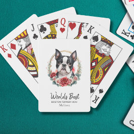 Världens bästa Hund Mamma Boston Terrier Monogram Casinokort