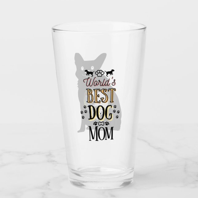 Världens bästa Hund-Mamma med hund av anpassningsb Glaskopp (Framsida)