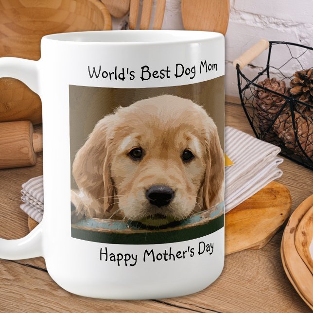 Världens bästa Hund Mamma-Mors dag - Teal Pet Phot Kaffemugg (Skapare uppladdad)
