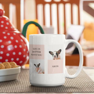 Världens bästa Hund Mamma Samlingsfoto Pastell Kaffemugg
