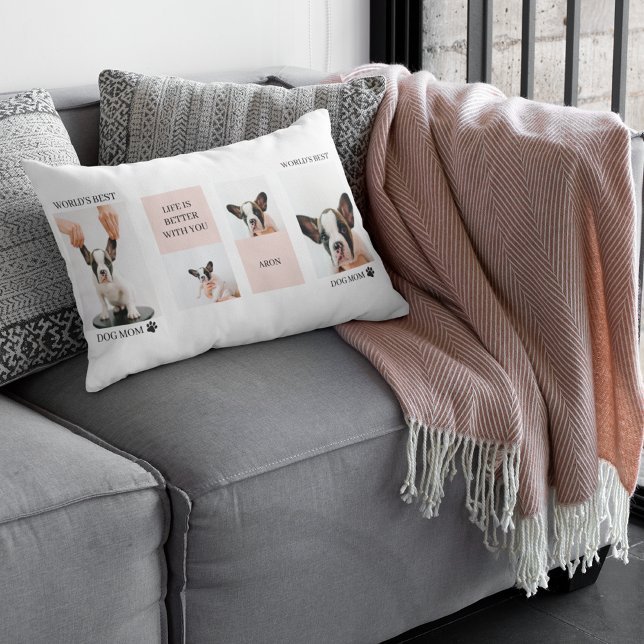 Världens bästa Hund Mamma | Samlingsfoto | Pastell Lumbarkudde (Skapare uppladdad)