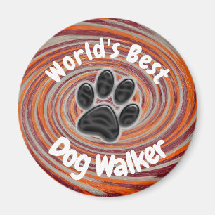 Världens bästa hund Walker Groovy Paw Skriv ut mar Magnet