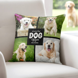 Världens Bästa Hundmamma 4 Foto Svart Vitt Anpassa Kudde