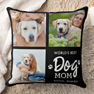 Världens Bästa HUNDMAMMA Anpassad 3 Foto Collage Kudde