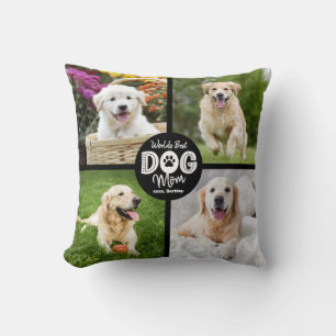 Världens Bästa Hundmamma Anpassad 4 Foto Svart Vit Kudde