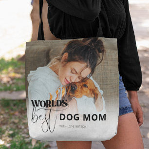 Världens Bästa Hundmamma Anpassad Foto Personlig Tygkasse